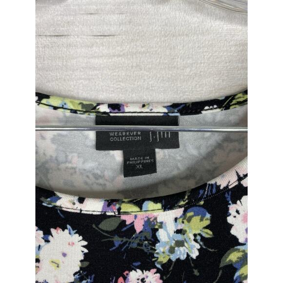 J Jill Wearever Maxi Dress Womens XL Black Floral Colorful Boho Sleeveless Knit - Picture 3 of 8